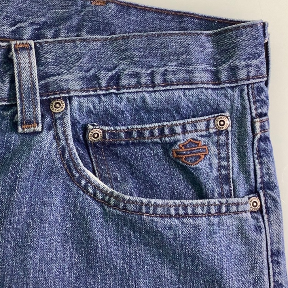 Harley Davidson Relaxed fit bikers blue jeans men size 38 X 32 EUC - Picture 6 of 14
